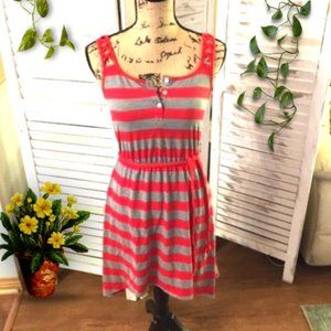 SOLD - 🌺Red and Gray Striped Sundress